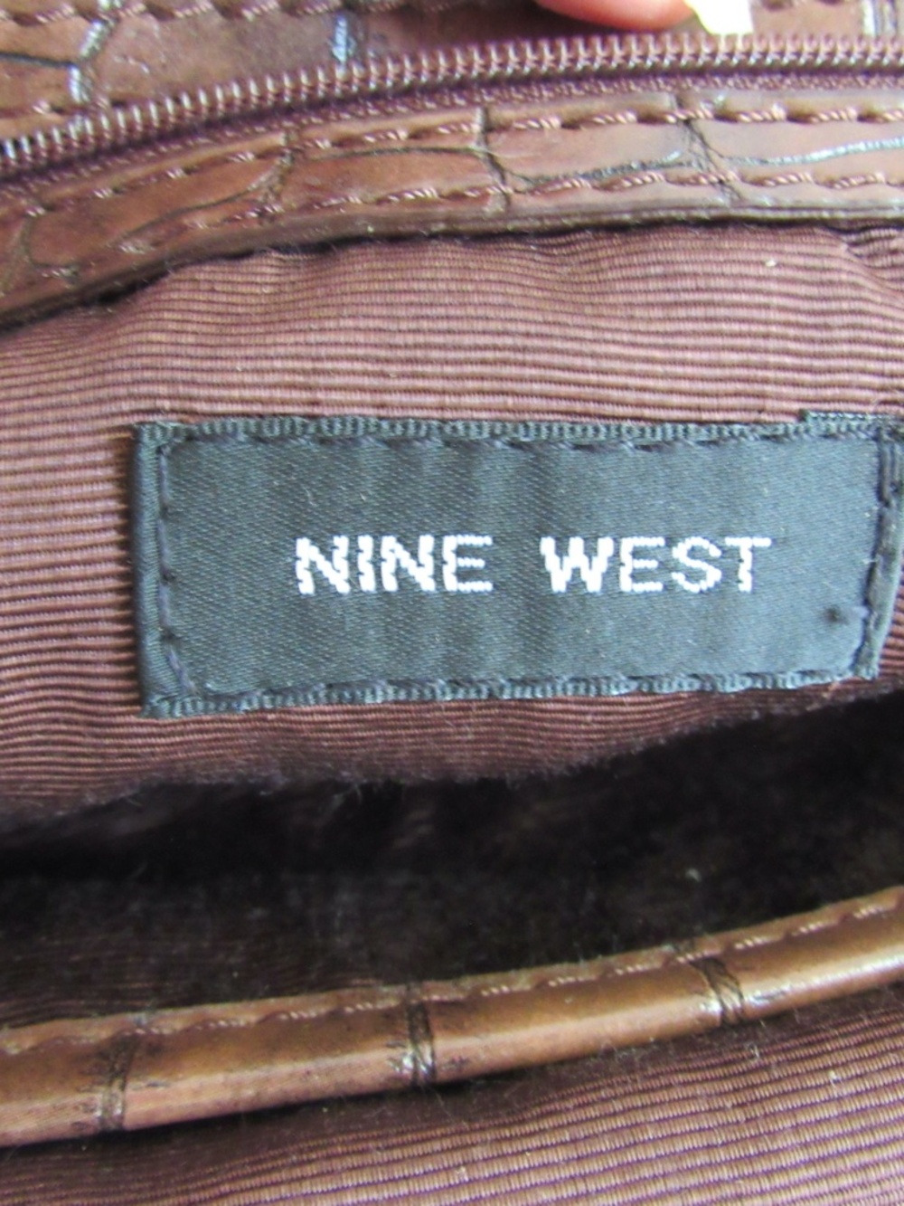 100% Silk Purse Coral Brown Clutch or Bag Brass Abstract 13x7 Vtg Nine West - Picture 9 of 13